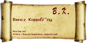 Bencz Koppány névjegykártya